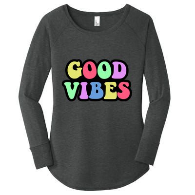 70s Retro Groovy Hippie Good Vibes Bold Women's Perfect Tri Tunic Long Sleeve Shirt