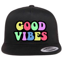 70s Retro Groovy Hippie Good Vibes Bold Flatbill Hat