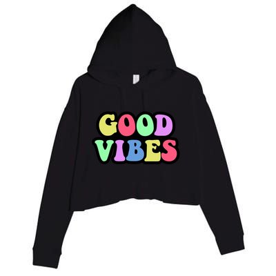 70s Retro Groovy Hippie Good Vibes Bold Crop Fleece Hoodie
