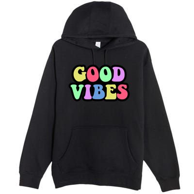 70s Retro Groovy Hippie Good Vibes Bold Premium Pullover Hoodie