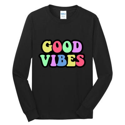 70s Retro Groovy Hippie Good Vibes Bold Tall Long Sleeve T-Shirt