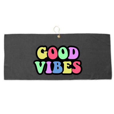 70s Retro Groovy Hippie Good Vibes Bold Large Microfiber Waffle Golf Towel