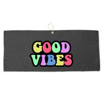 70s Retro Groovy Hippie Good Vibes Bold Large Microfiber Waffle Golf Towel