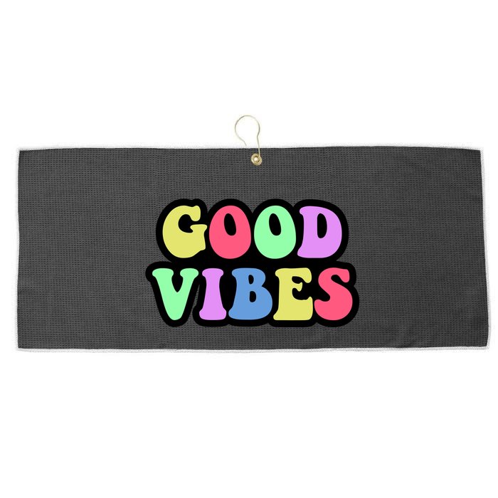 70s Retro Groovy Hippie Good Vibes Bold Large Microfiber Waffle Golf Towel