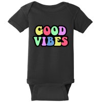 70s Retro Groovy Hippie Good Vibes Bold Baby Bodysuit