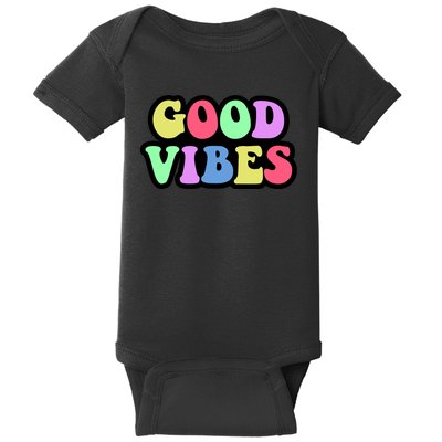 70s Retro Groovy Hippie Good Vibes Bold Baby Bodysuit