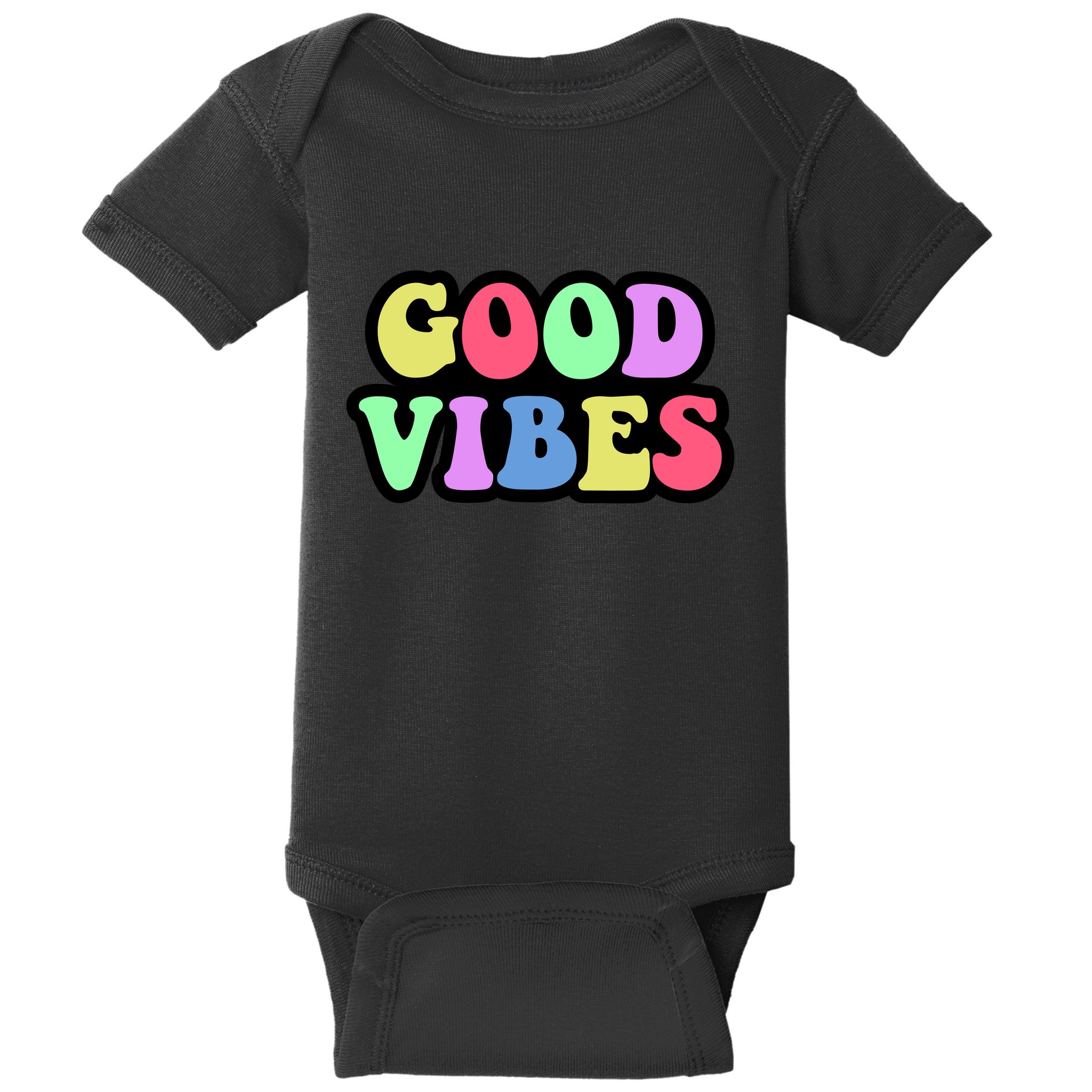 70s Retro Groovy Hippie Good Vibes Bold Baby Bodysuit