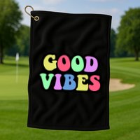 70s Retro Groovy Hippie Good Vibes Bold Golf Towel