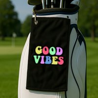 70s Retro Groovy Hippie Good Vibes Bold Golf Towel