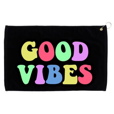 70s Retro Groovy Hippie Good Vibes Bold Grommeted Golf Towel
