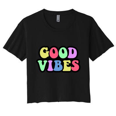 70s Retro Groovy Hippie Good Vibes Bold Crop Top