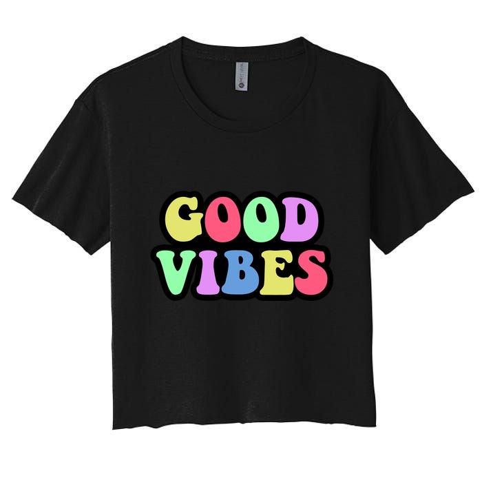 70s Retro Groovy Hippie Good Vibes Bold Crop Top