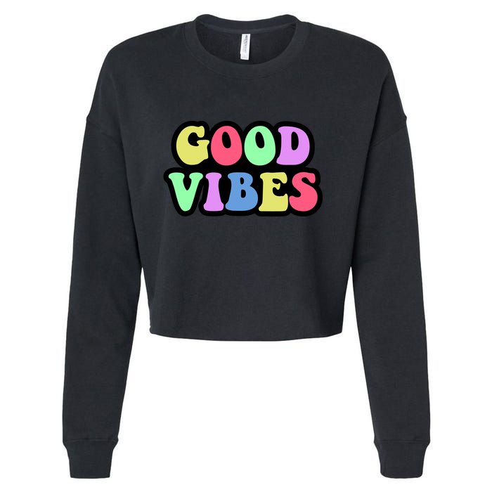 70s Retro Groovy Hippie Good Vibes Bold Cropped Pullover Crew