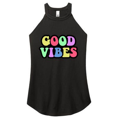 70s Retro Groovy Hippie Good Vibes Bold Women's Perfect Tri Rocker Tank