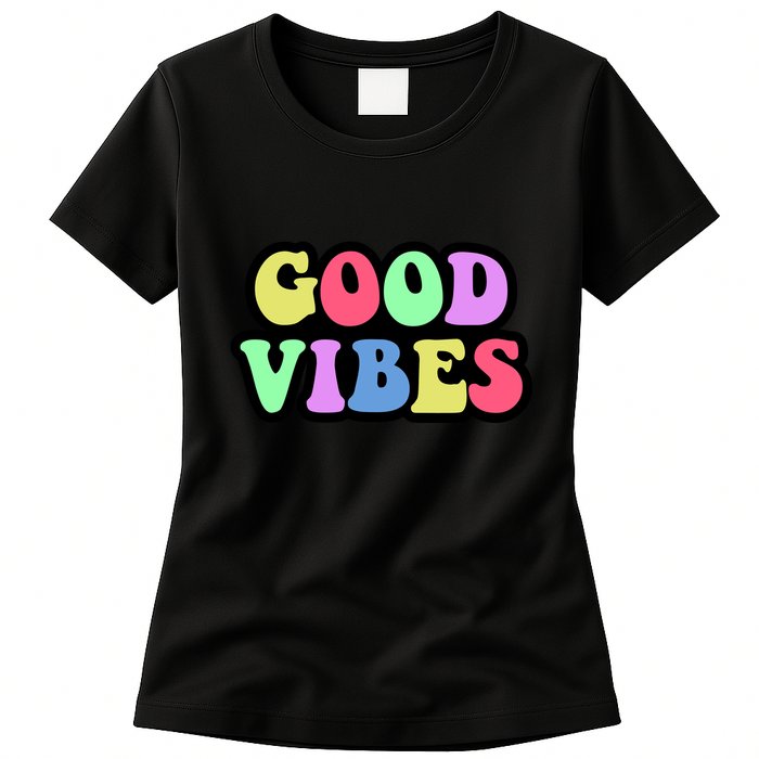 70s Retro Groovy Hippie Good Vibes Bold Womens T-Shirt