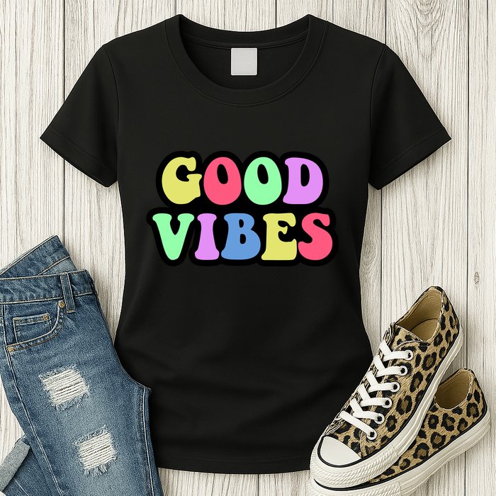 70s Retro Groovy Hippie Good Vibes Bold Womens T-Shirt