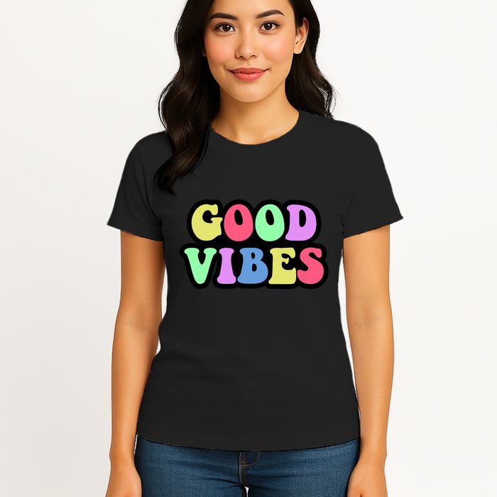 70s Retro Groovy Hippie Good Vibes Bold Womens T-Shirt