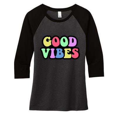 70s Retro Groovy Hippie Good Vibes Bold Women's Tri-Blend 3/4-Sleeve Raglan Shirt