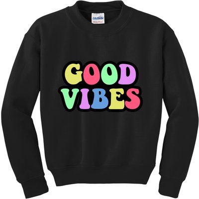 70s Retro Groovy Hippie Good Vibes Bold Kids Sweatshirt
