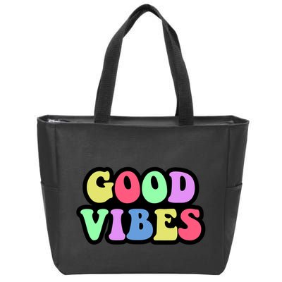 70s Retro Groovy Hippie Good Vibes Bold Zip Tote Bag