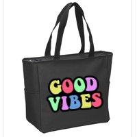 70s Retro Groovy Hippie Good Vibes Bold Zip Tote Bag