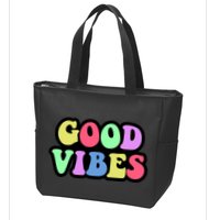 70s Retro Groovy Hippie Good Vibes Bold Zip Tote Bag