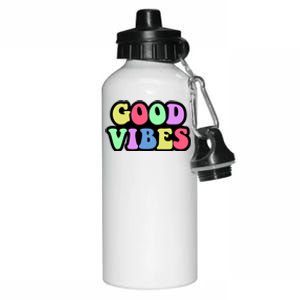 70s Retro Groovy Hippie Good Vibes Bold Aluminum Water Bottle