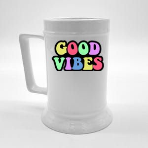 70s Retro Groovy Hippie Good Vibes Bold Beer Stein