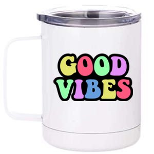 70s Retro Groovy Hippie Good Vibes Bold 12 oz Stainless Steel Tumbler Cup