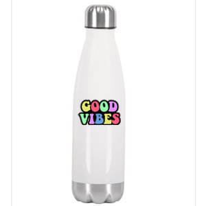 70s Retro Groovy Hippie Good Vibes Bold Stainless Steel Insulated Water Bottle