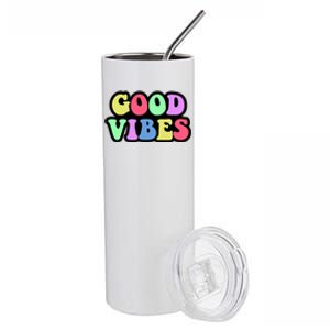 70s Retro Groovy Hippie Good Vibes Bold Stainless Steel Tumbler