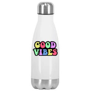 70s Retro Groovy Hippie Good Vibes Bold Stainless Steel Insulated Water Bottle