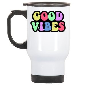 70s Retro Groovy Hippie Good Vibes Bold Stainless Steel Travel Mug