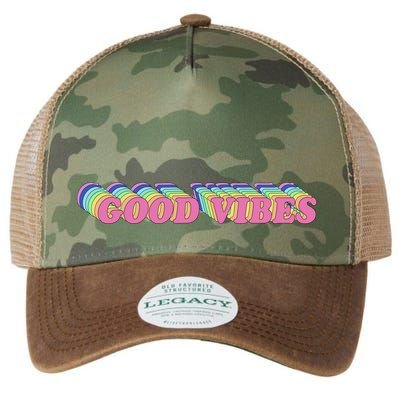 70s Retro Groovy Hippie Good Vibes Repeat Legacy Tie Dye Trucker Hat