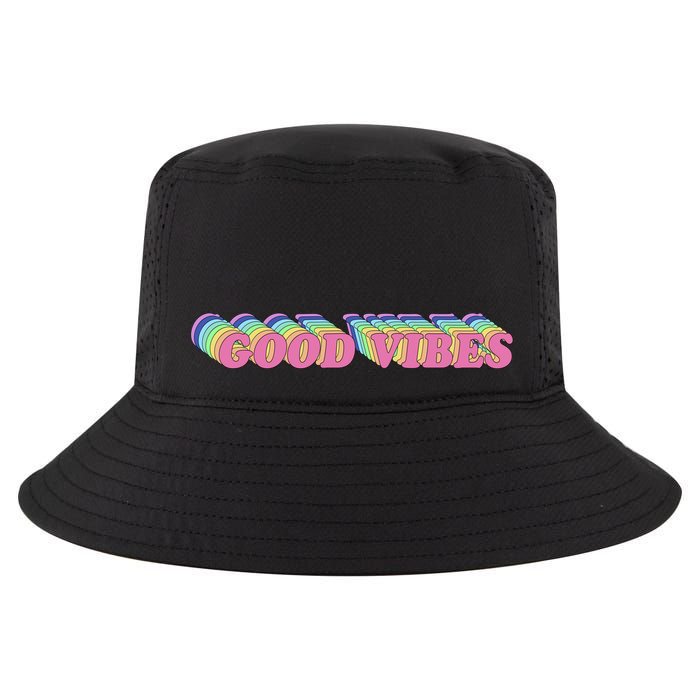70s Retro Groovy Hippie Good Vibes Repeat Cool Comfort Performance Bucket Hat