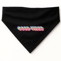 70s Retro Groovy Hippie Good Vibes Repeat USA-Made Doggie Bandana