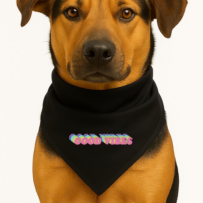 70s Retro Groovy Hippie Good Vibes Repeat USA-Made Doggie Bandana