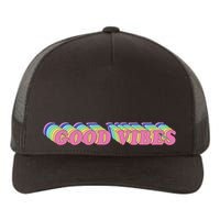 70s Retro Groovy Hippie Good Vibes Repeat Yupoong Adult 5-Panel Trucker Hat