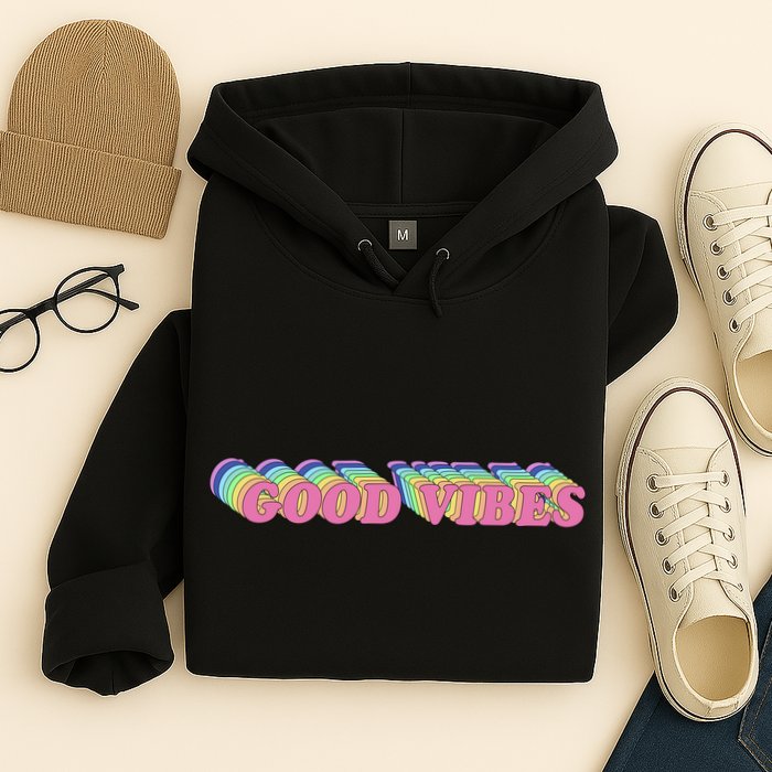 70s Retro Groovy Hippie Good Vibes Repeat Hoodie