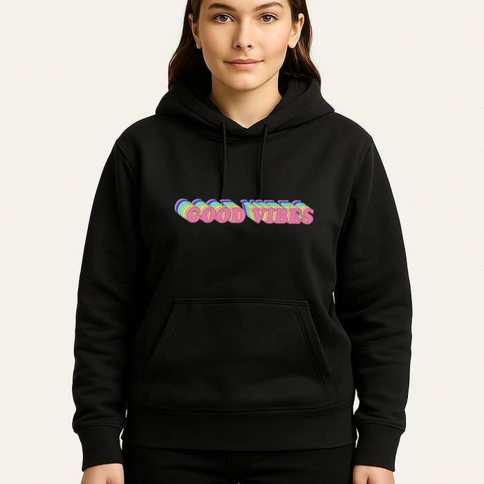 70s Retro Groovy Hippie Good Vibes Repeat Hoodie