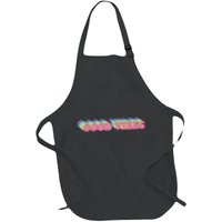 70s Retro Groovy Hippie Good Vibes Repeat Full-Length Apron With Pockets