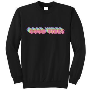 70s Retro Groovy Hippie Good Vibes Repeat Sweatshirt