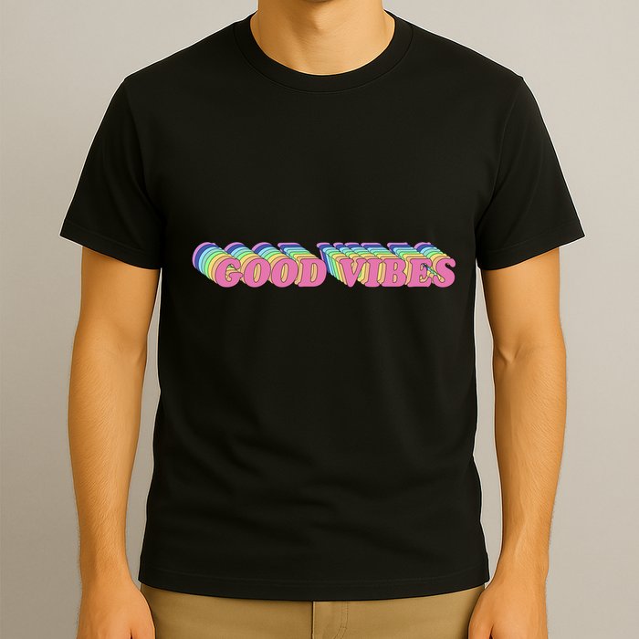70s Retro Groovy Hippie Good Vibes Repeat T-Shirt