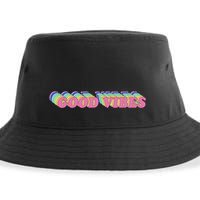 70s Retro Groovy Hippie Good Vibes Repeat Sustainable Bucket Hat