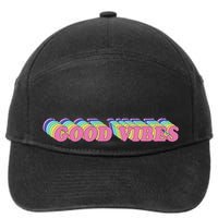 70s Retro Groovy Hippie Good Vibes Repeat 7-Panel Snapback Hat