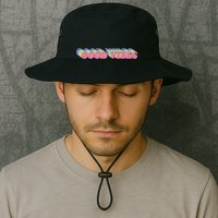 70s Retro Groovy Hippie Good Vibes Repeat Bucket Hat