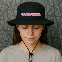 70s Retro Groovy Hippie Good Vibes Repeat Bucket Hat