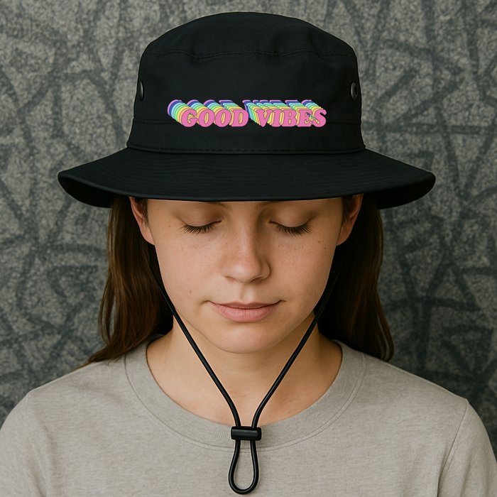 70s Retro Groovy Hippie Good Vibes Repeat Bucket Hat