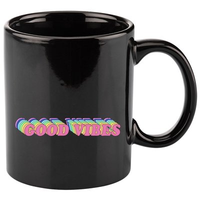 70s Retro Groovy Hippie Good Vibes Repeat 11oz C Handle Ceramic Mug