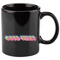 70s Retro Groovy Hippie Good Vibes Repeat 11oz C Handle Ceramic Mug